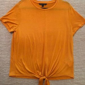 Orange Calvin Klein tie-front shirt